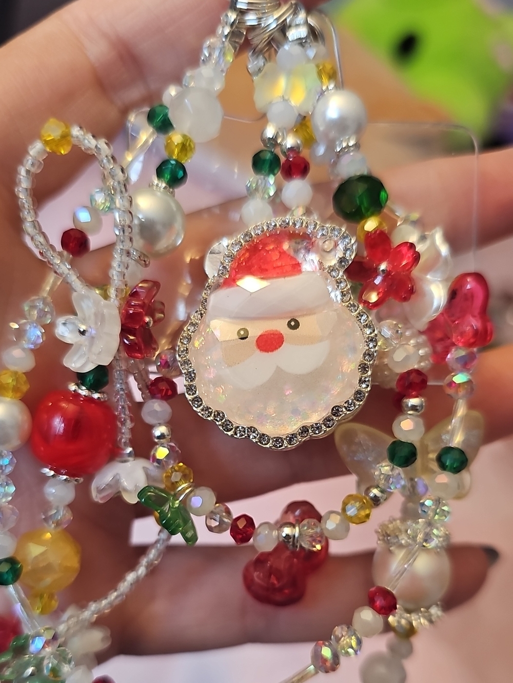 Holiday Santa Beaded Phone Charm